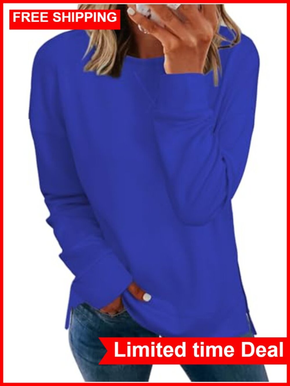 Women's Lightweight Long Sleeve Crewneck Sweatshirt Modal Relaxed Pullover